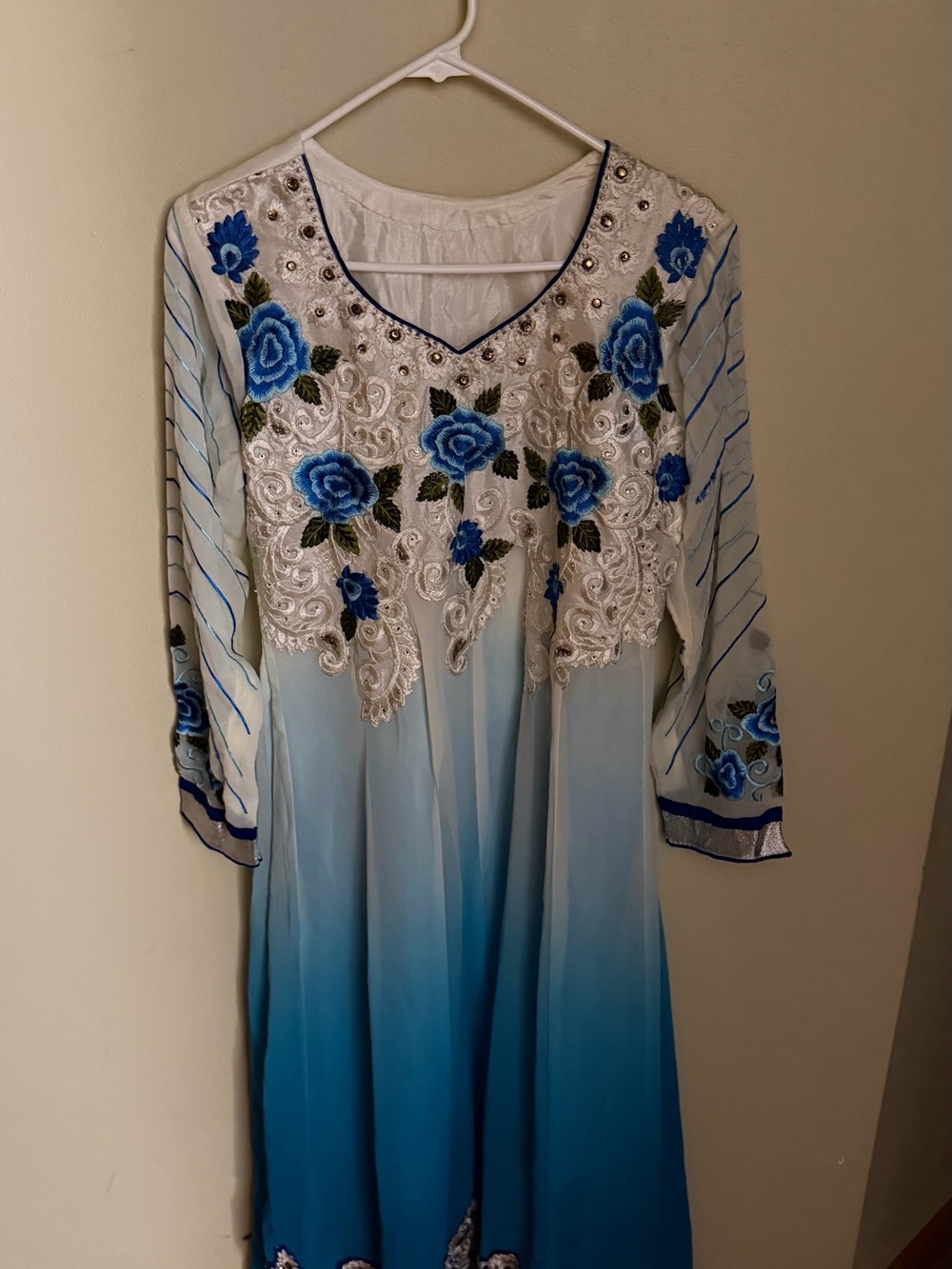 3pc Blue Ombre Embroidered Women's desi Dress